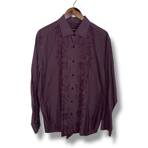 Burgundy Tommy Bahama Silk L/S Button Down Shirt Size L - Picture 1 of 6